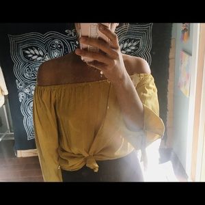 cute yellow off the shoulder top